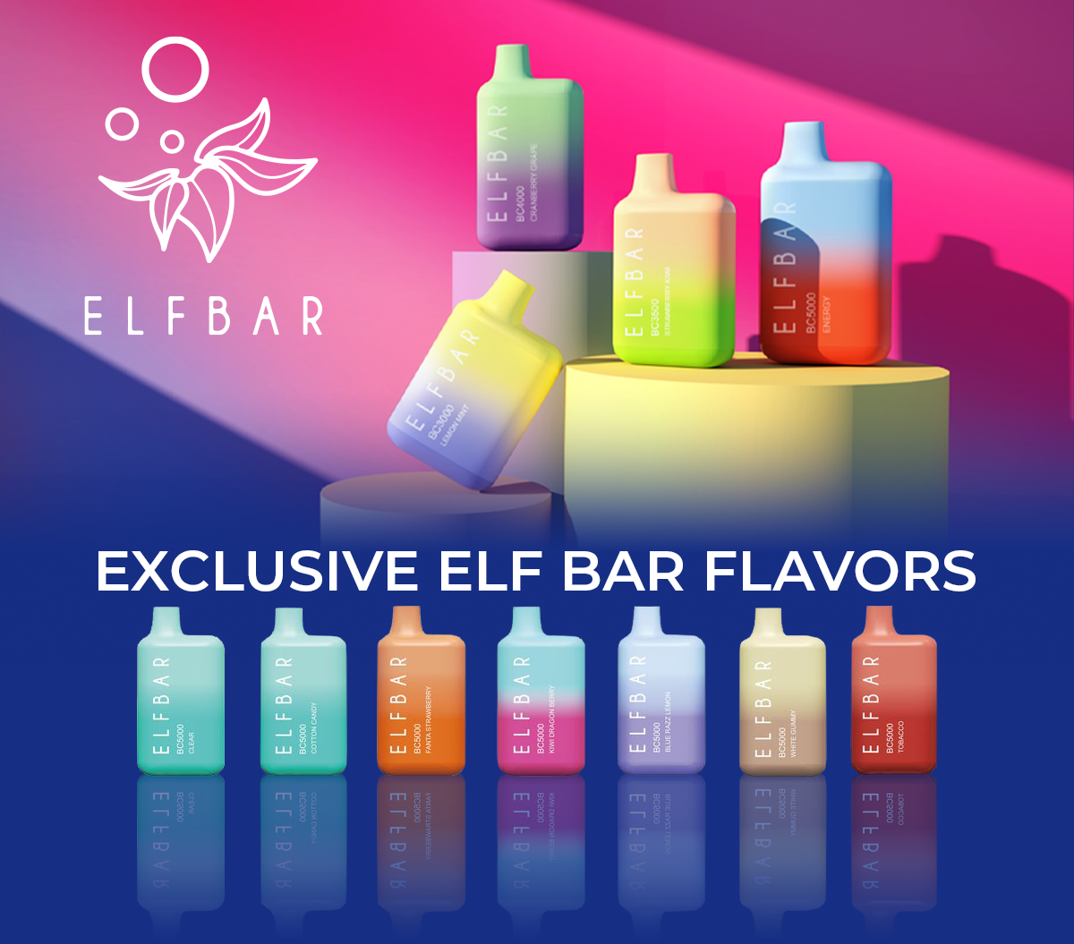 SHOP NOW! Elf Bar BC5000 3 and 5 Flawless Vape And Apparel