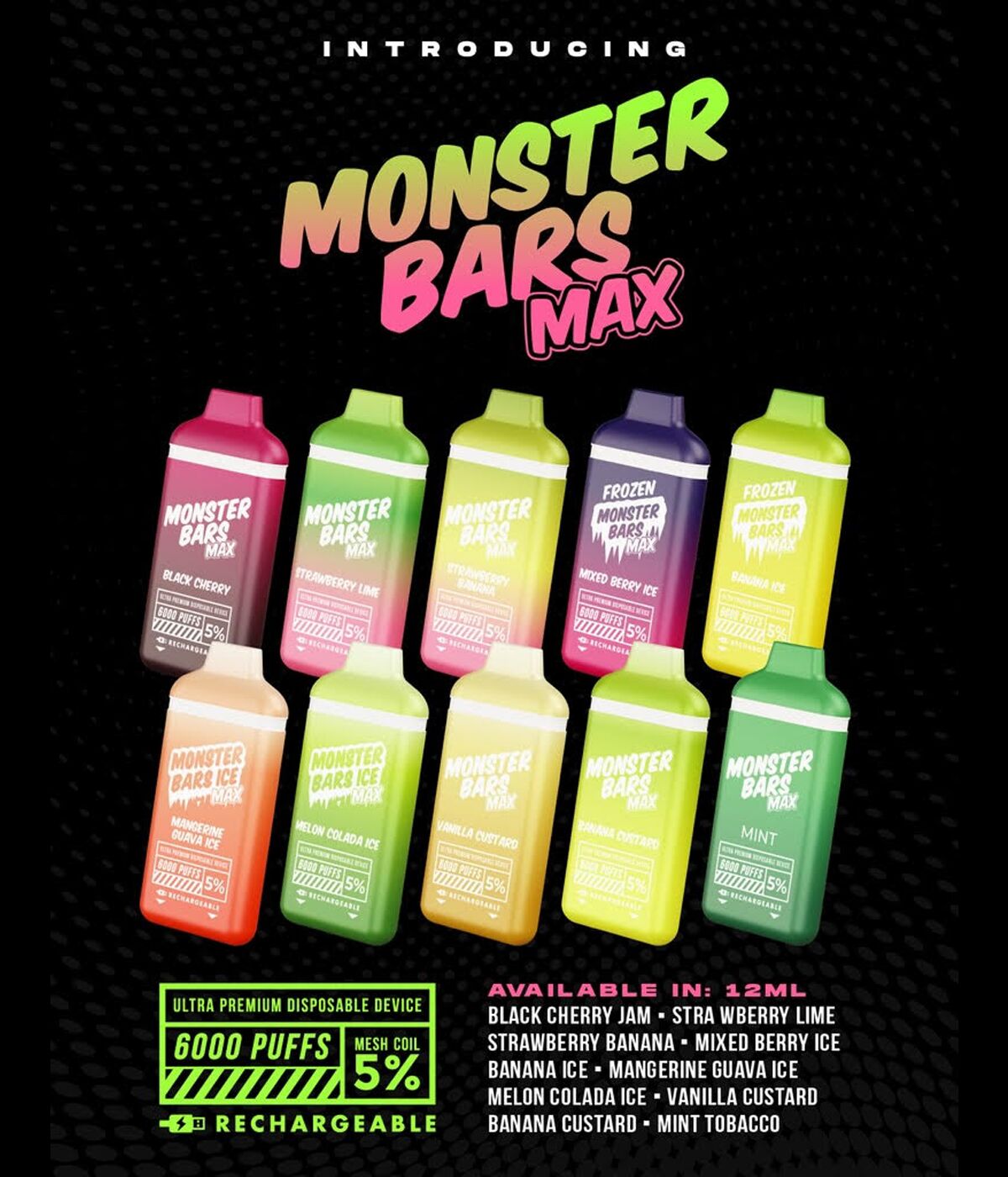 Monster Bars Max Disposable 6000 Puffs