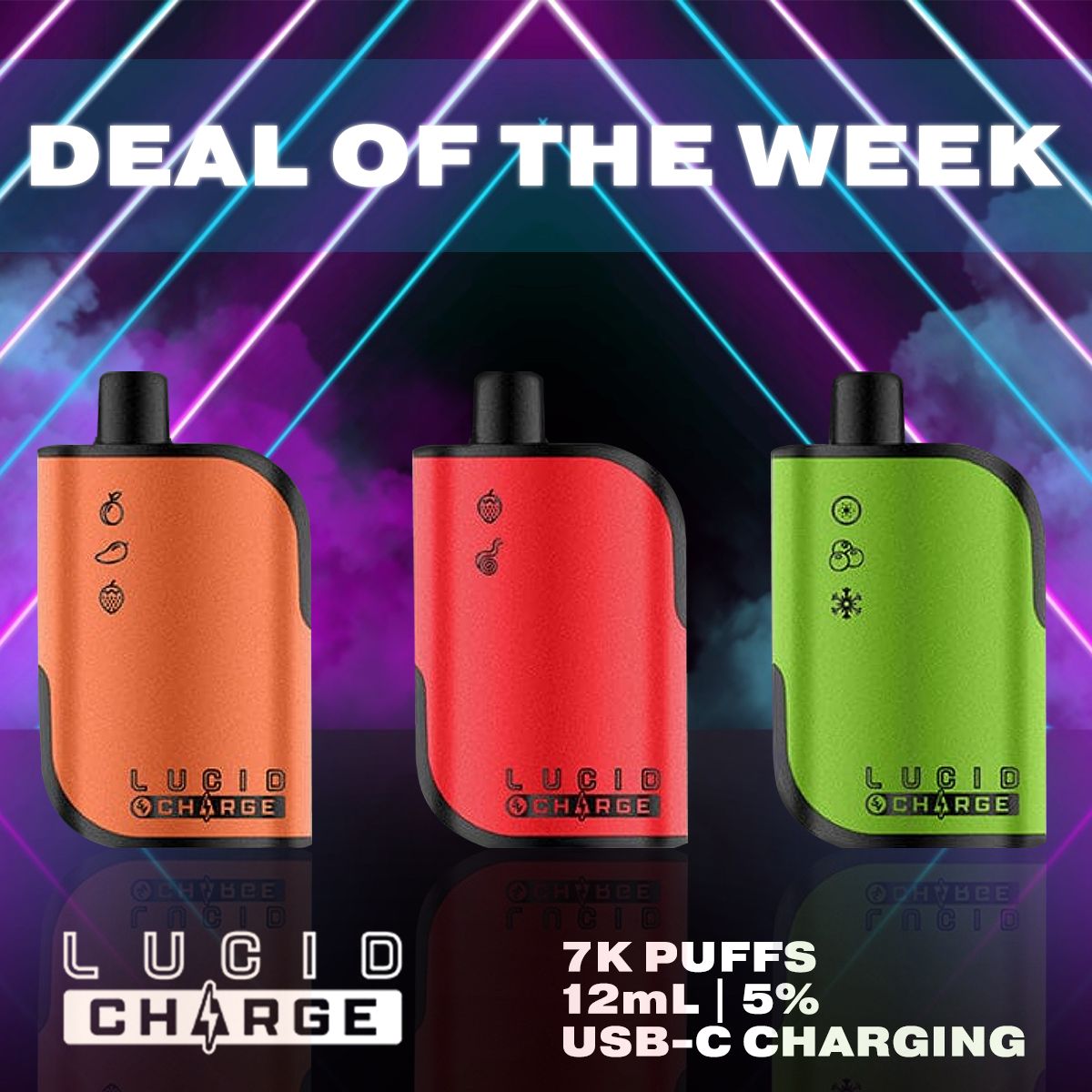 Lucid Charge Disposable | 7000 Puffs | 12mL | 5%