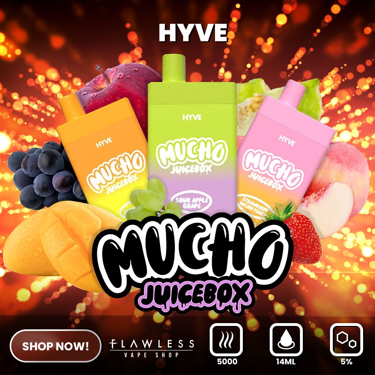 Mucho x Hyve Disposable | 5000 Puffs | 12mL | 50mg