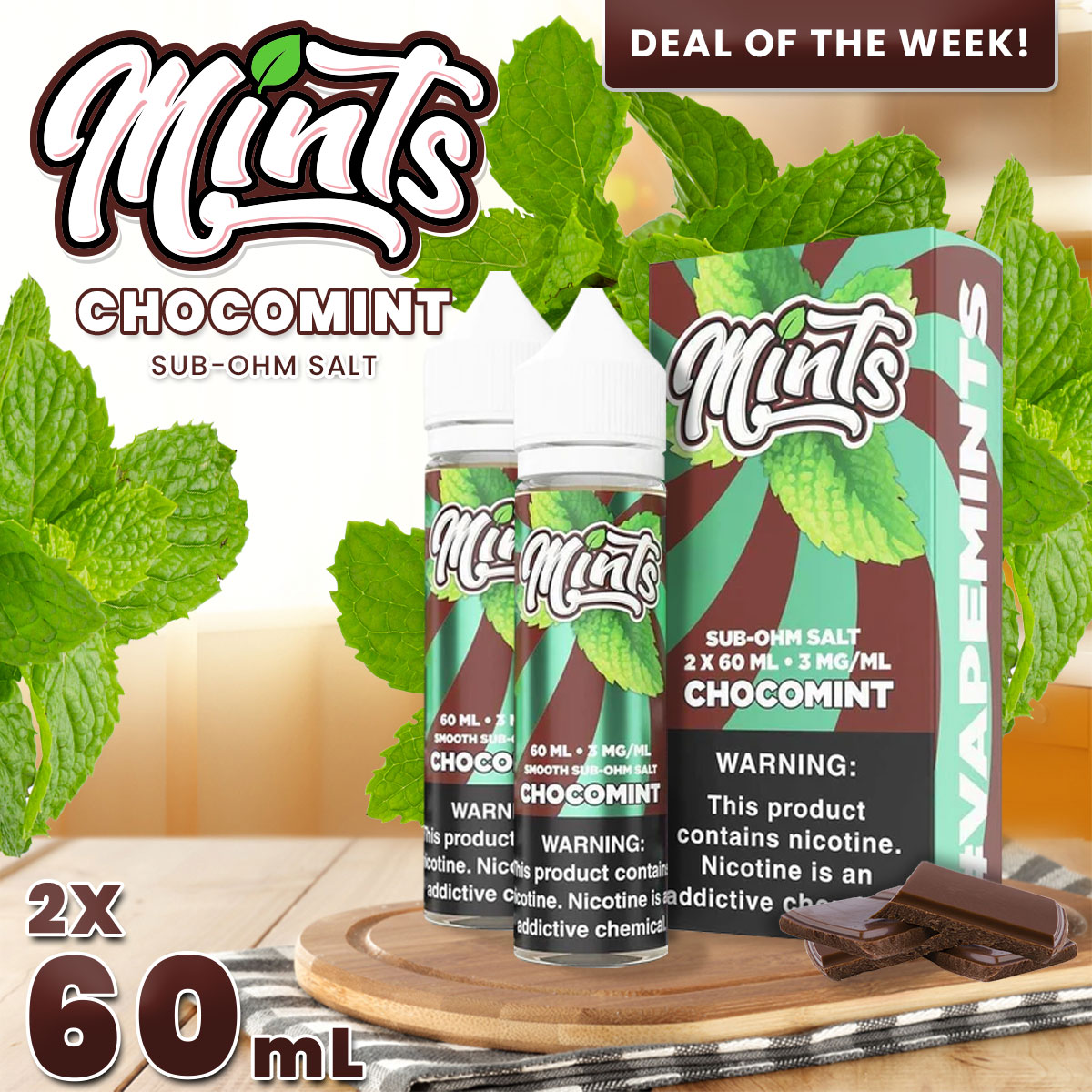 Chocomint by MINTS SUB OHM SALT SERIES E-Liquid 2X 60ML