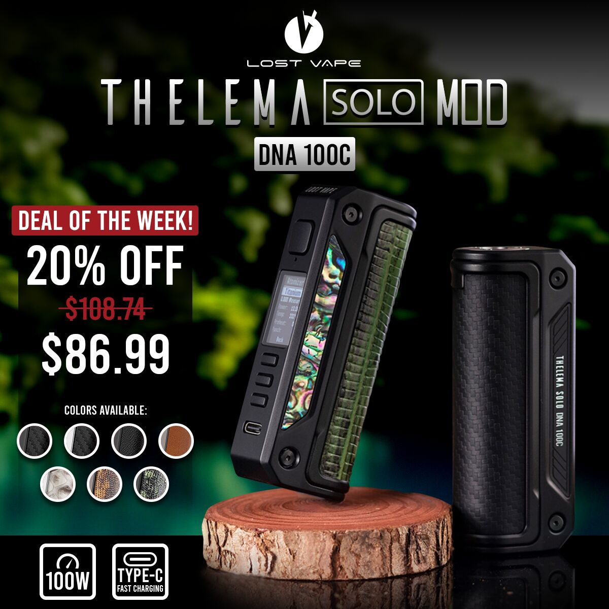 Lost Vape Thelema Solo DNA100C Mod