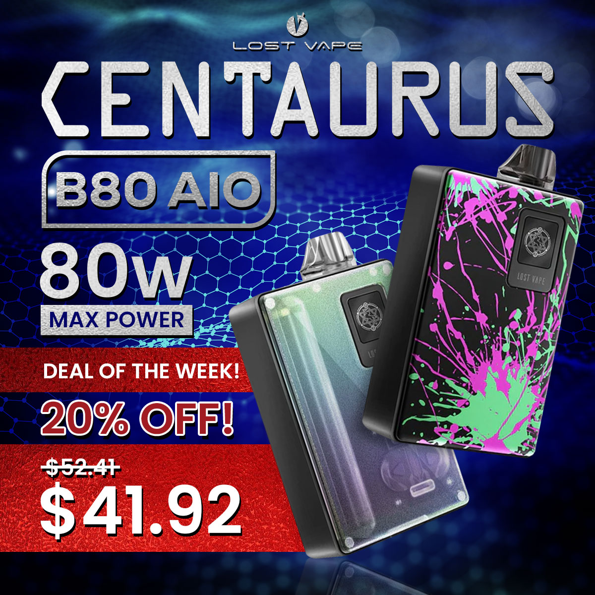 Lost Vape Centaurus B80 AIO Kit (Pod System)(Battery Not Included)